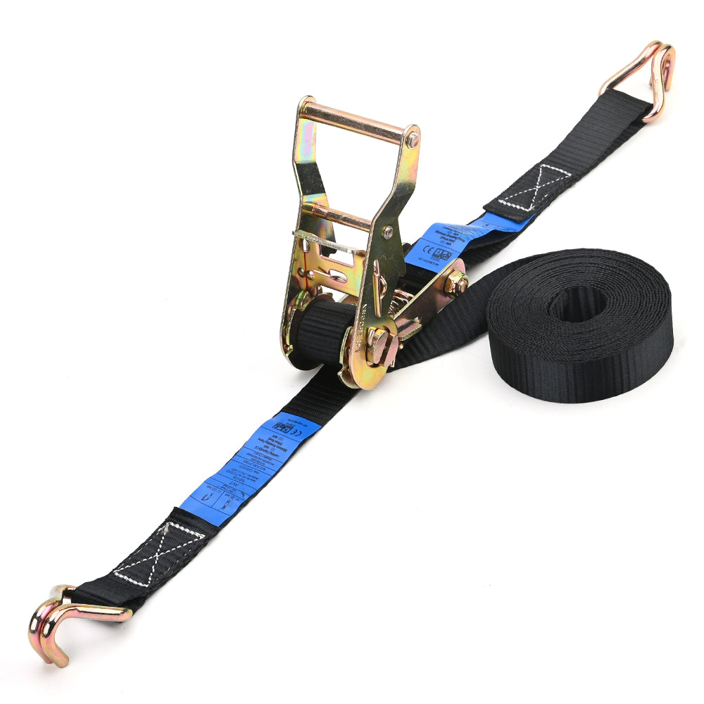 1000kg Mini Ratchet Strap with Double J-Hooks – Black