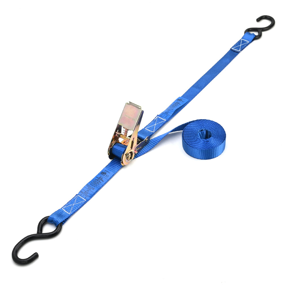 800kg Mini Ratchet Strap with PVC S-Hooks – Blue