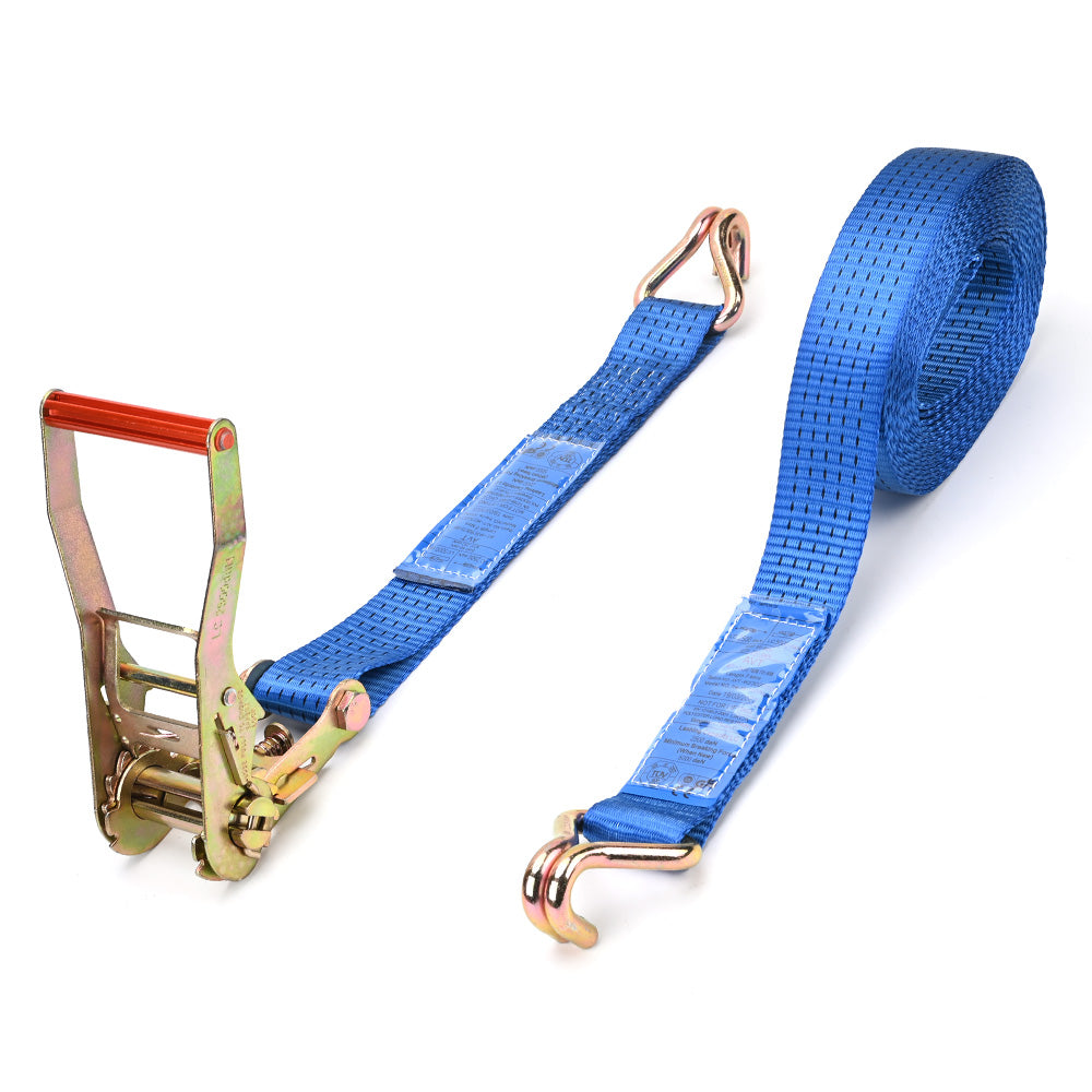 Premium 5000kg Ratchet Strap with Double J-Hooks – 50mm Blue