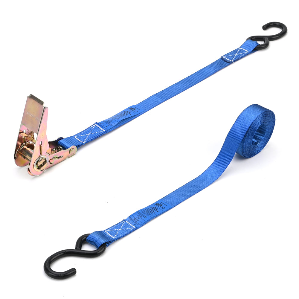 800kg Mini Ratchet Strap with PVC S-Hooks – Blue