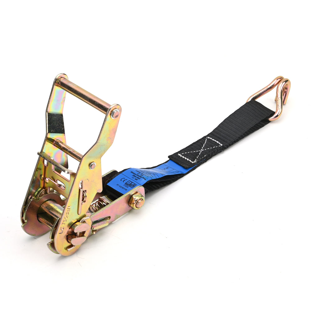 1000kg Mini Ratchet Strap with Double J-Hooks – Black