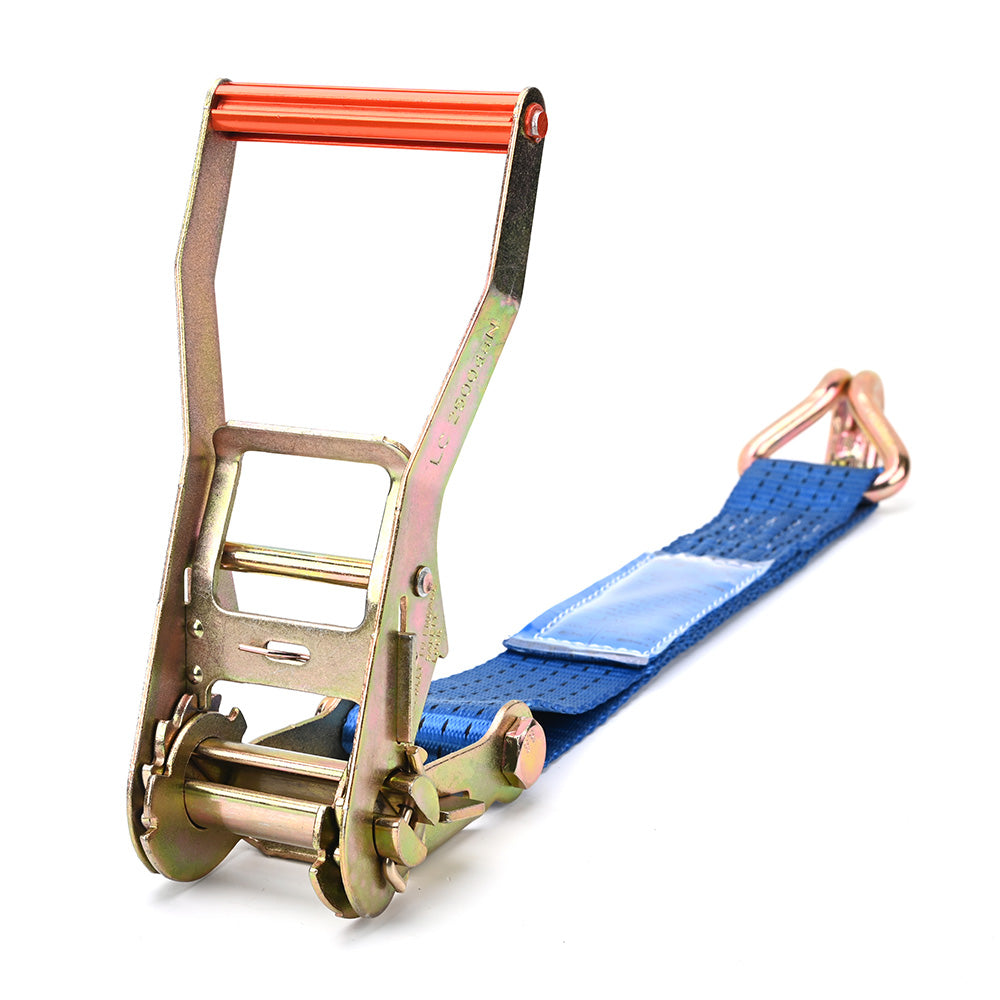 Premium 5000kg Ratchet Strap with Double J-Hooks – 50mm Blue