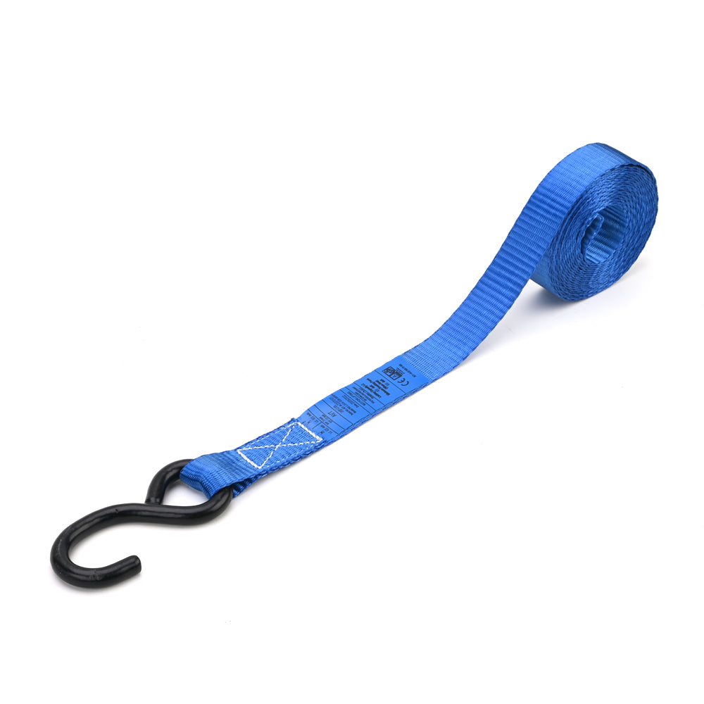 800kg Mini Ratchet Strap with PVC S-Hooks – Blue