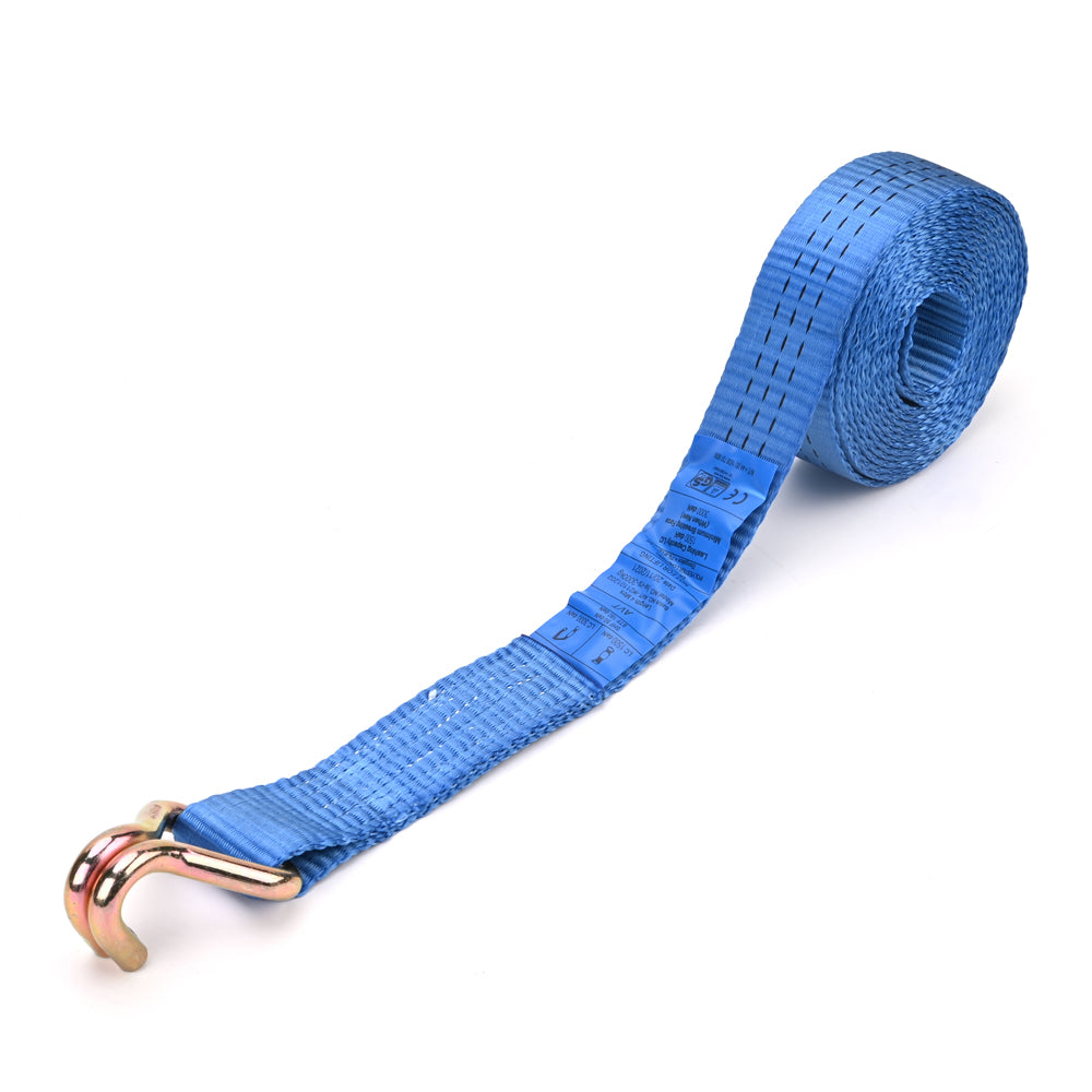 3000kg Ratchet Strap with Double J-Hooks – 38mm Blue
