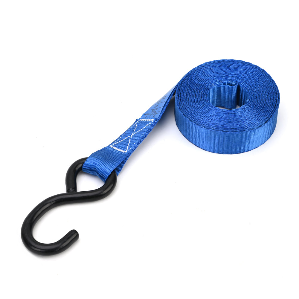 800kg Mini Ratchet Strap with PVC S-Hooks – Blue