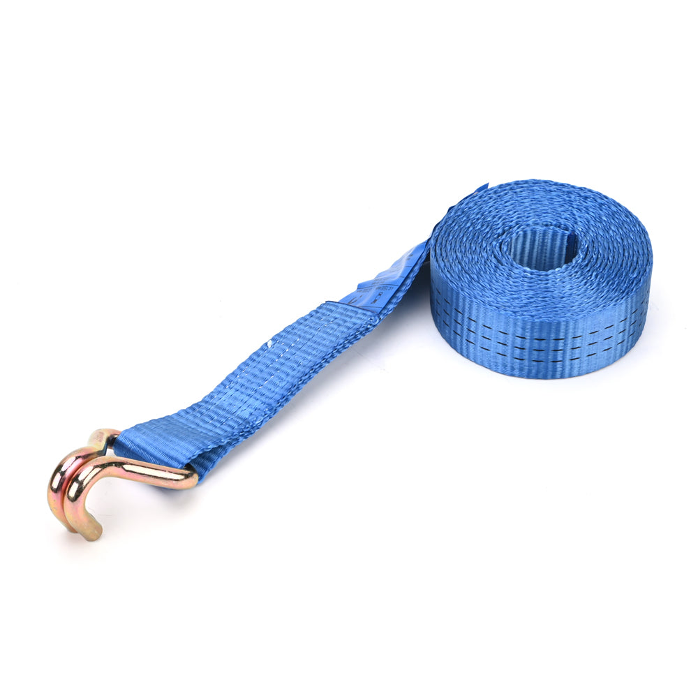 3000kg Ratchet Strap with Double J-Hooks – 38mm Blue