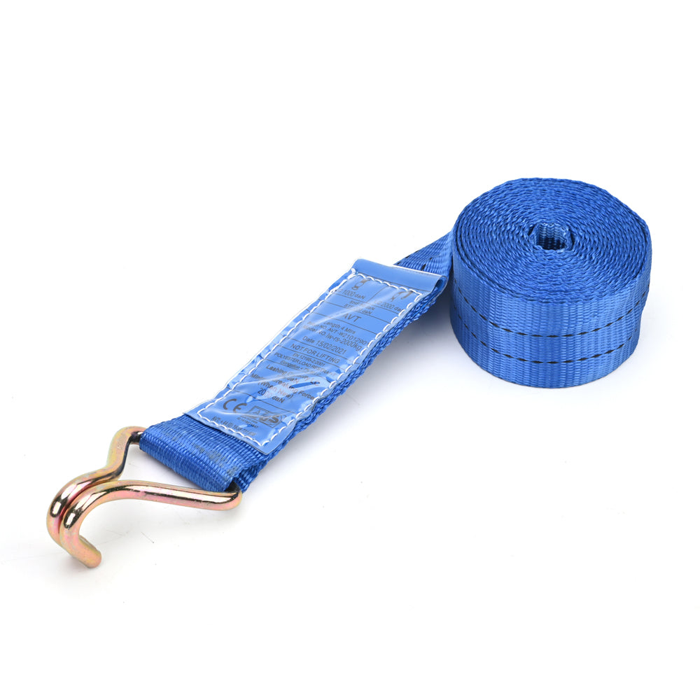 2000kg Ratchet Strap with J-Hooks – 50mm Blue