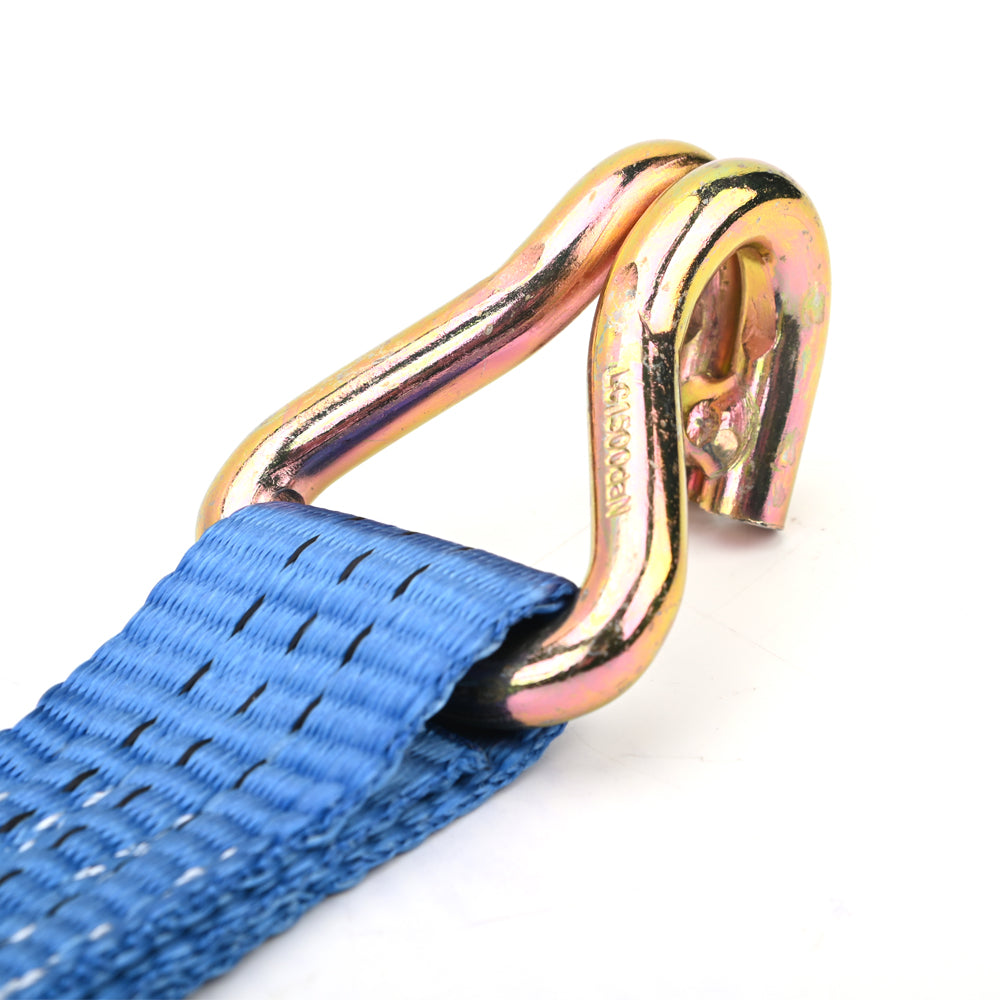 3000kg Ratchet Strap with Double J-Hooks – 38mm Blue