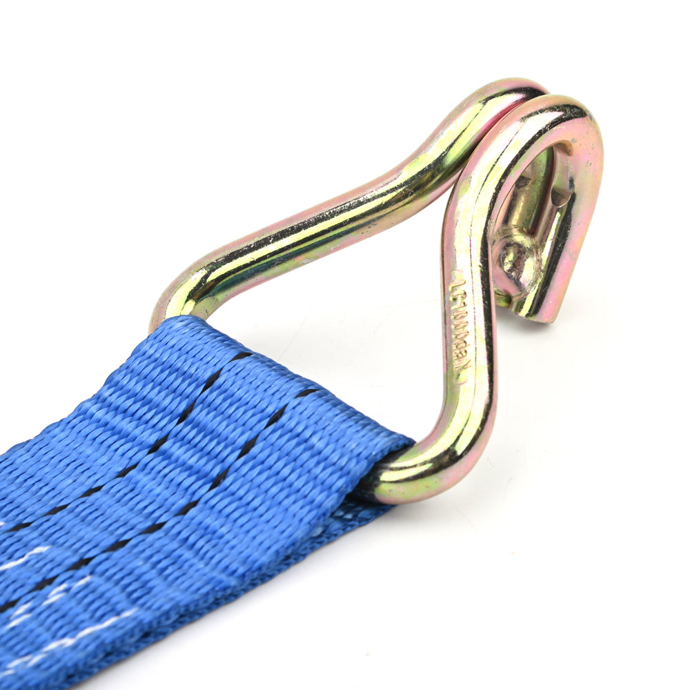 2000kg Ratchet Strap with J-Hooks – 50mm Blue