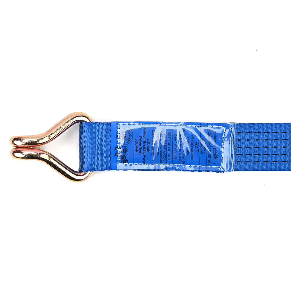 Premium 5000kg Ratchet Strap with Double J-Hooks – 50mm Blue