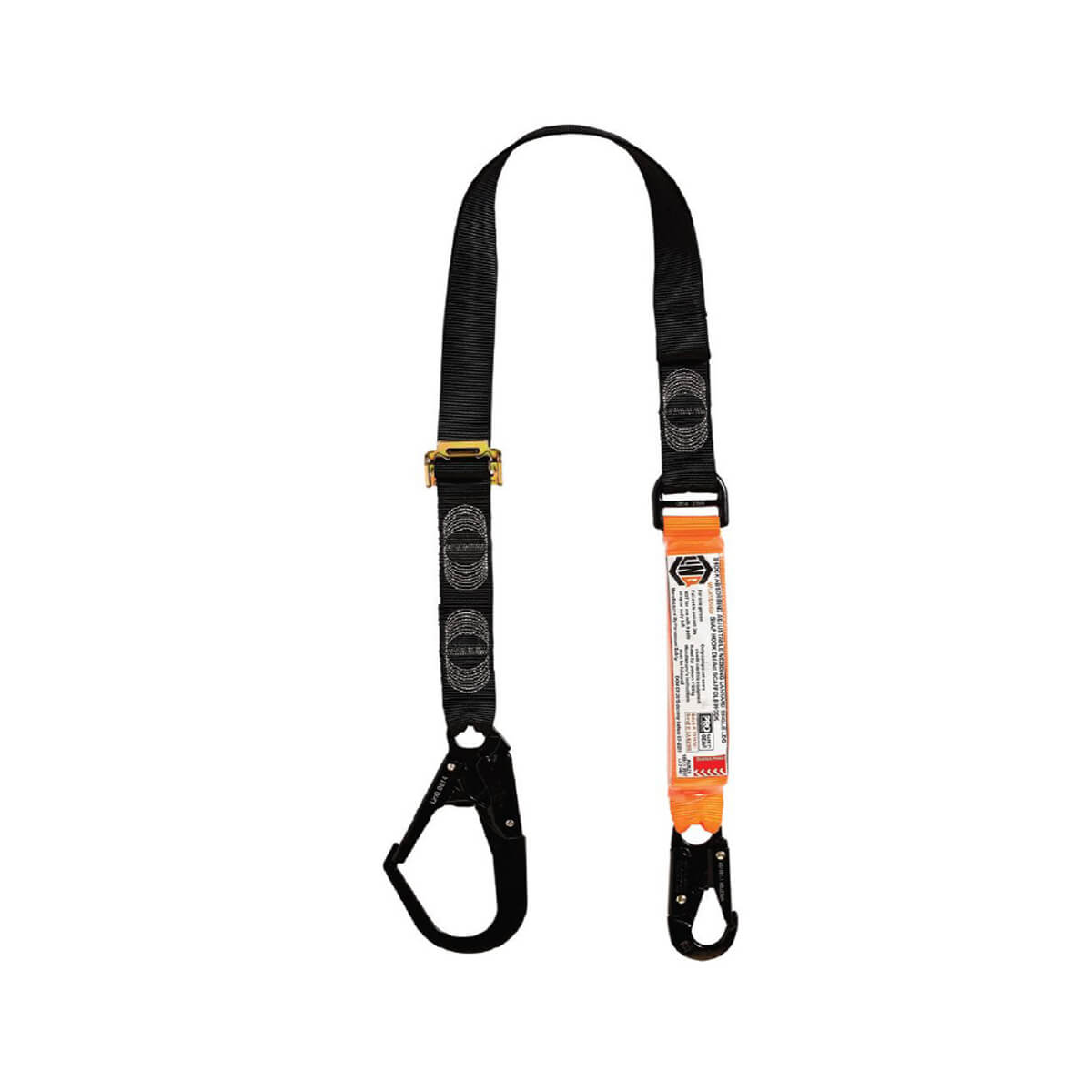 LINQ Shock Absorbing Adjustable Single Leg Webbing Lanyard – Snap Hook and Scaffold Hook