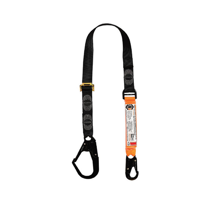 LINQ Shock Absorbing Adjustable Single Leg Webbing Lanyard – Snap Hook and Scaffold Hook