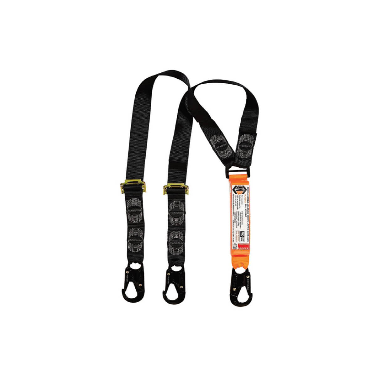 LINQ Shock Absorbing Double Adjustable Webbing Lanyard with Snap Hooks