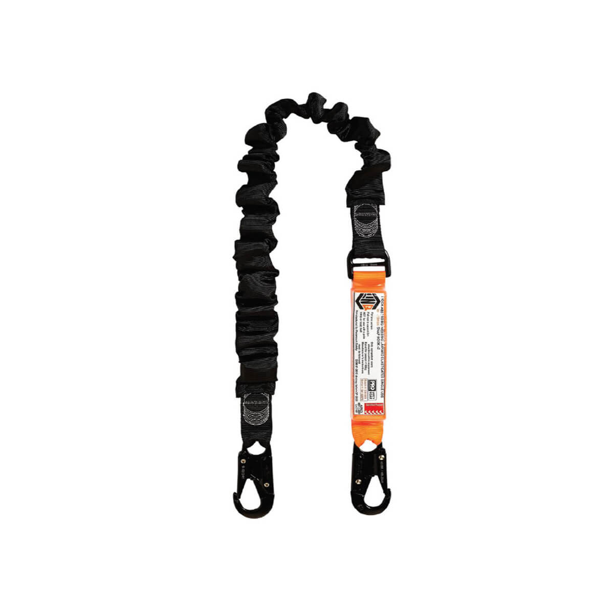 LINQ Shock Absorbing Elasticated Webbing Lanyard – Single Leg with Snap Hooks