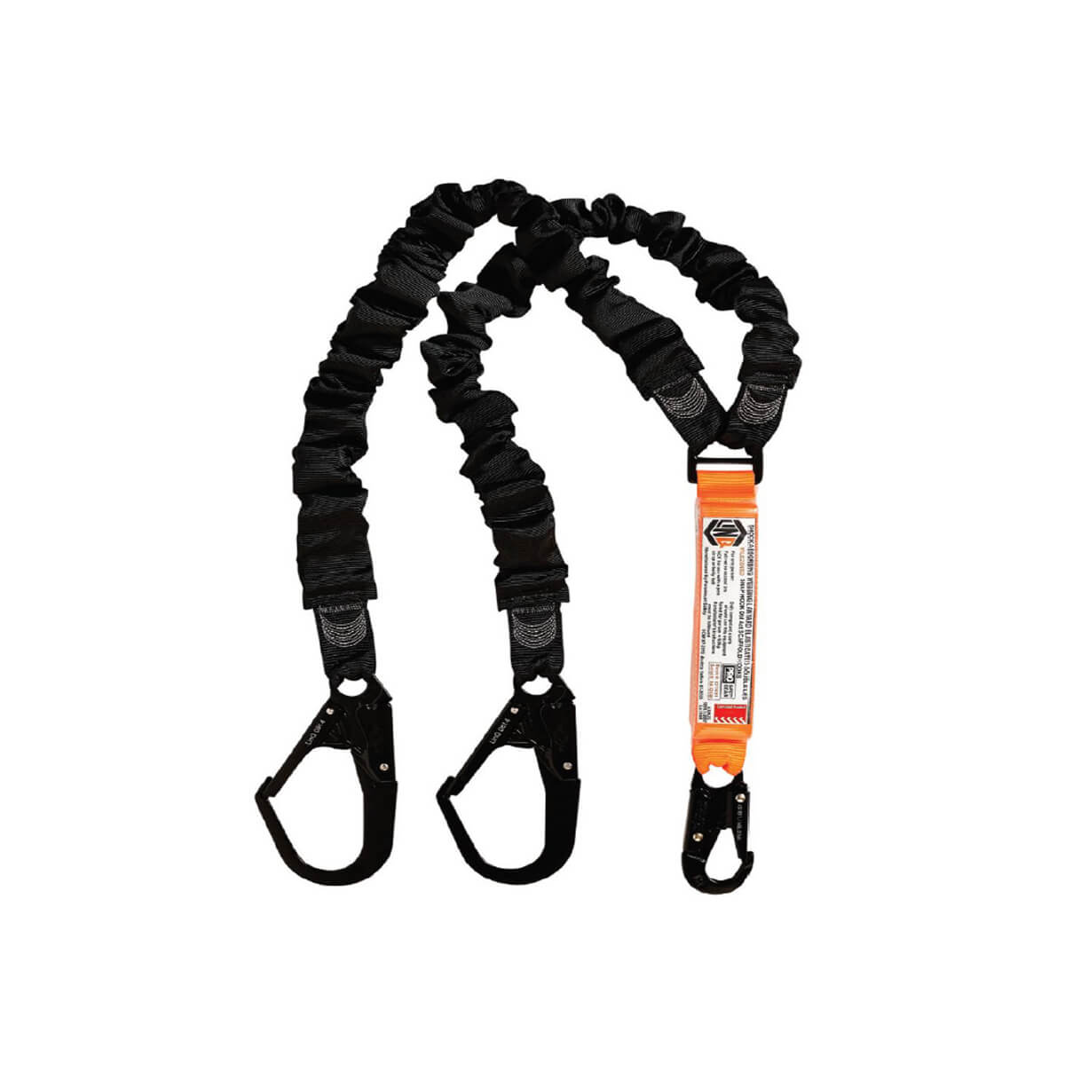 LINQ Shock Absorbing Double Elasticated Webbing Lanyard – Twin Leg with Scaffold Hooks
