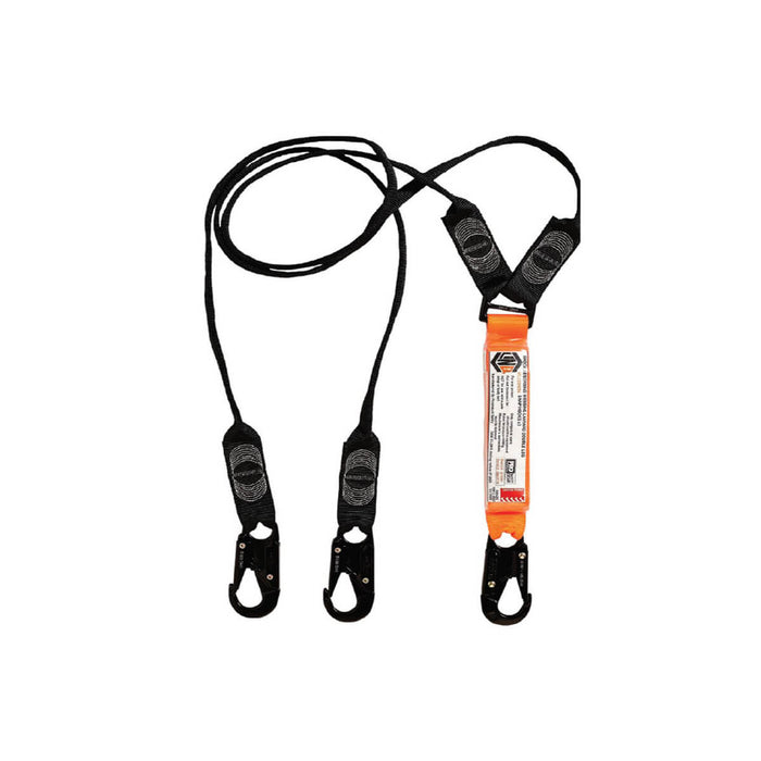 LINQ Shock Absorbing Double Webbing Lanyard With Snap Hooks