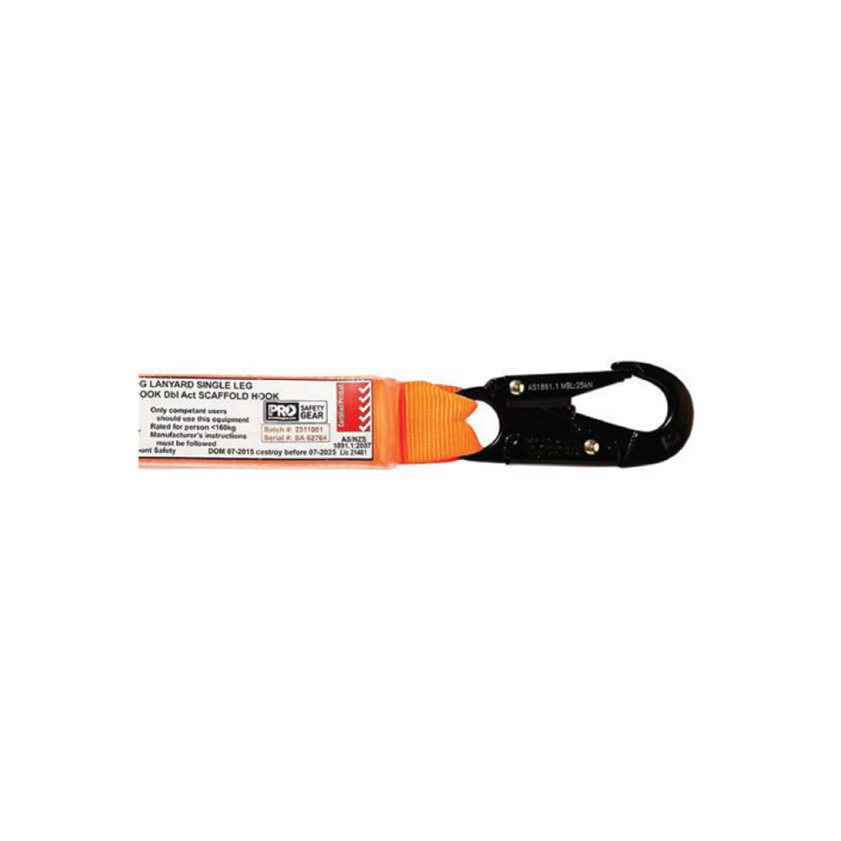 LINQ Shock Absorbing Webbing Lanyard With Snap Hook And Scaffold Hook