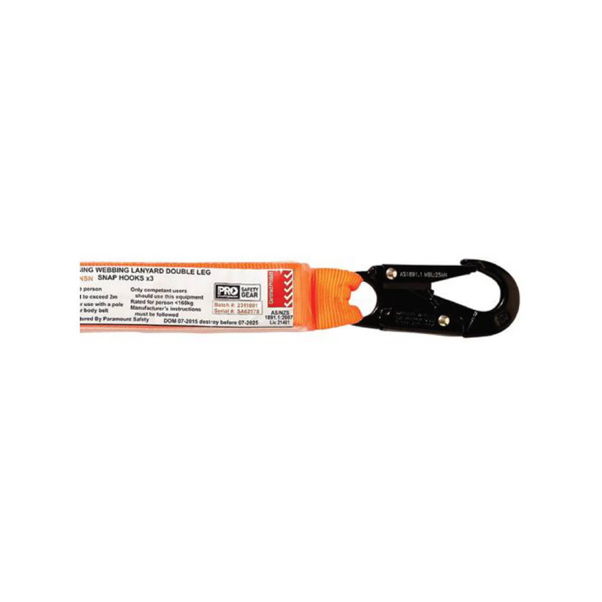 LINQ Shock Absorbing Double Webbing Lanyard With Snap Hooks