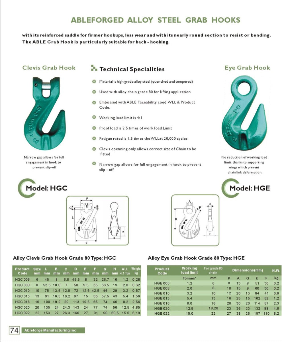 7/8mm Eye Grab Hook – Grade 80 Alloy Steel