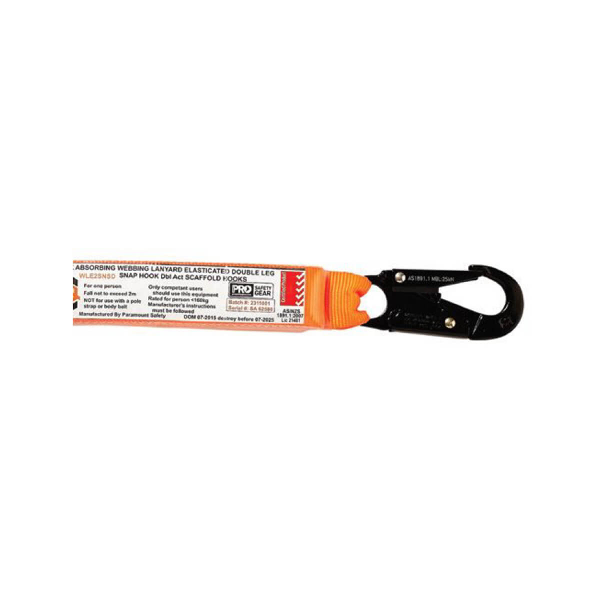 LINQ Shock Absorbing Double Elasticated Webbing Lanyard – Twin Leg with Scaffold Hooks