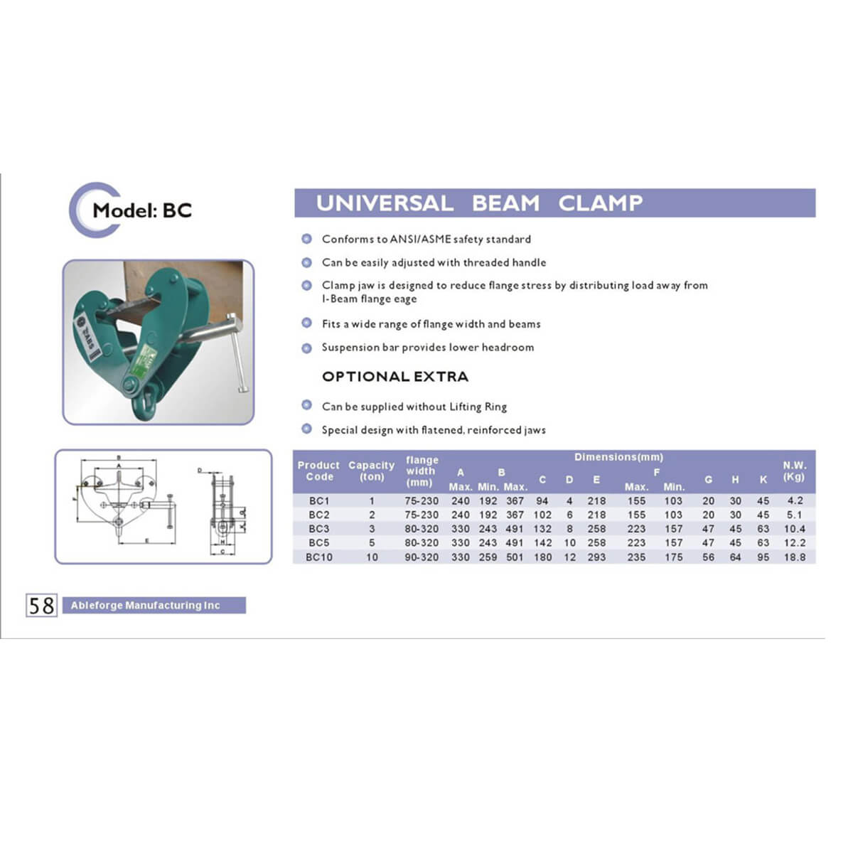 1000kg Universal Beam Clamp