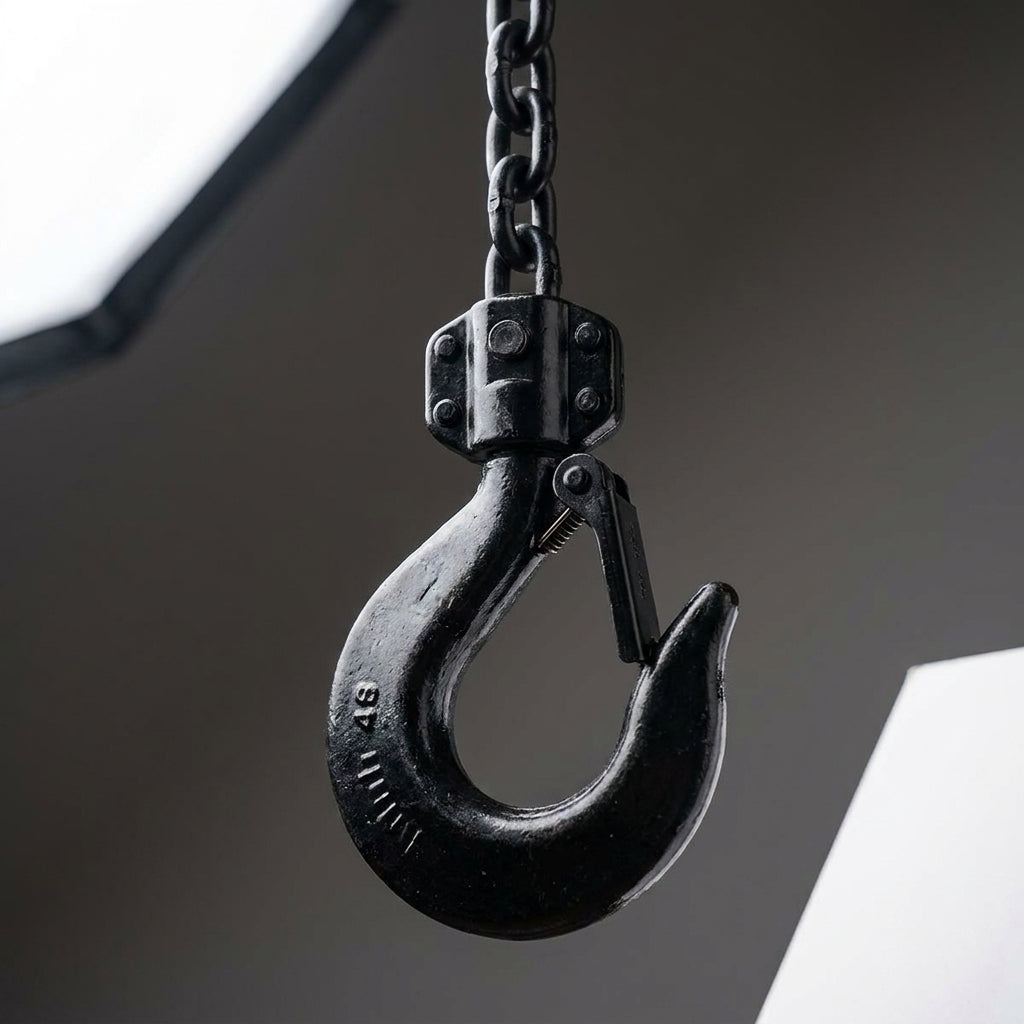 ABLE 500 kg manual chain block hoist with 6 m drop, Grade 80 load chain, forged safety hooks and double-pawl brake, shown in black and green