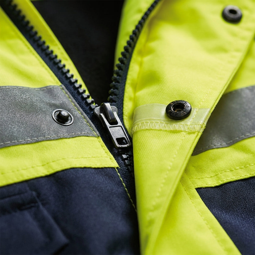 Yellow and navy hi-vis 2-tone bomber jacket conforming to EN 471 Class 3 and EN 343