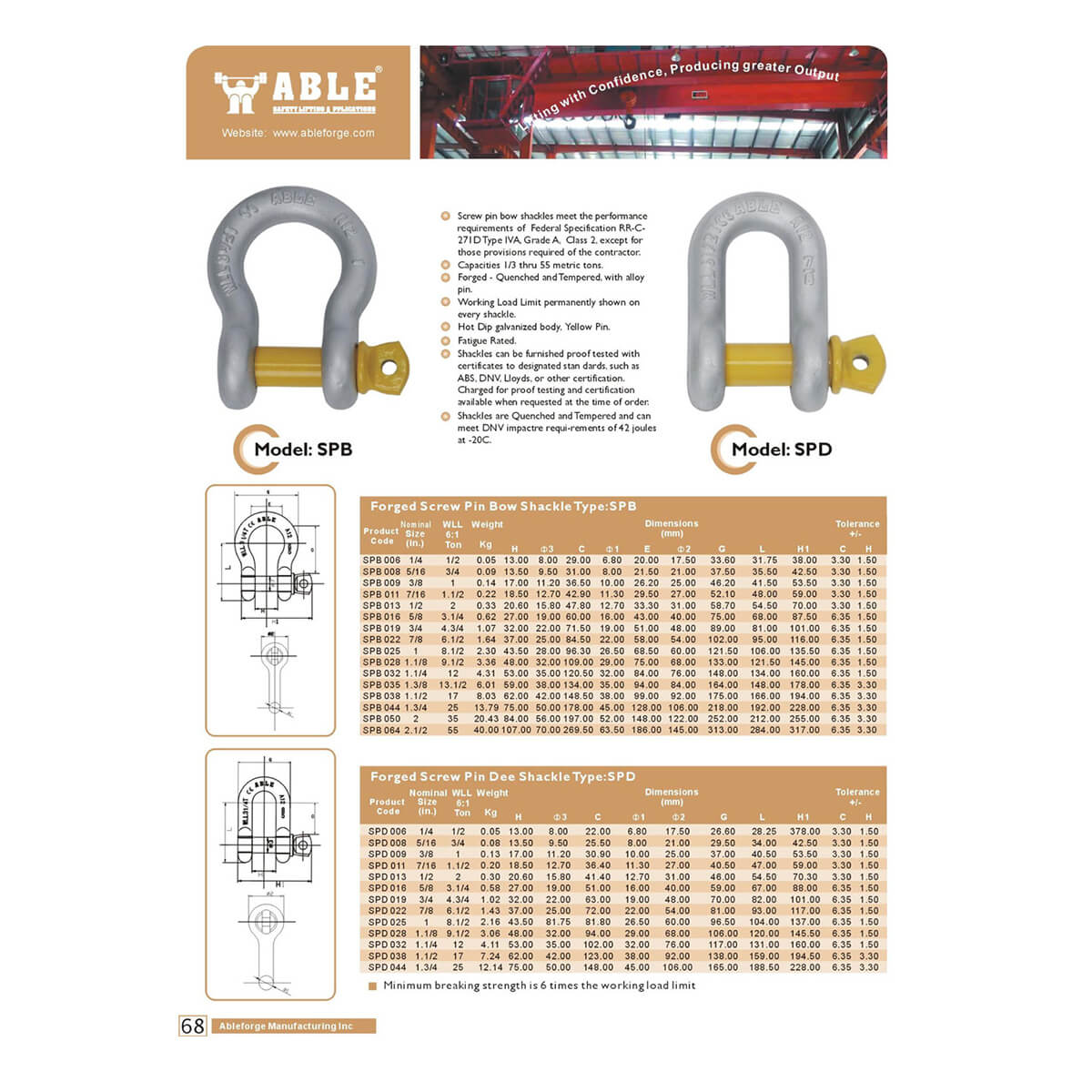ABLE 12T 1-1/4in Blue Pin Dee Shackle