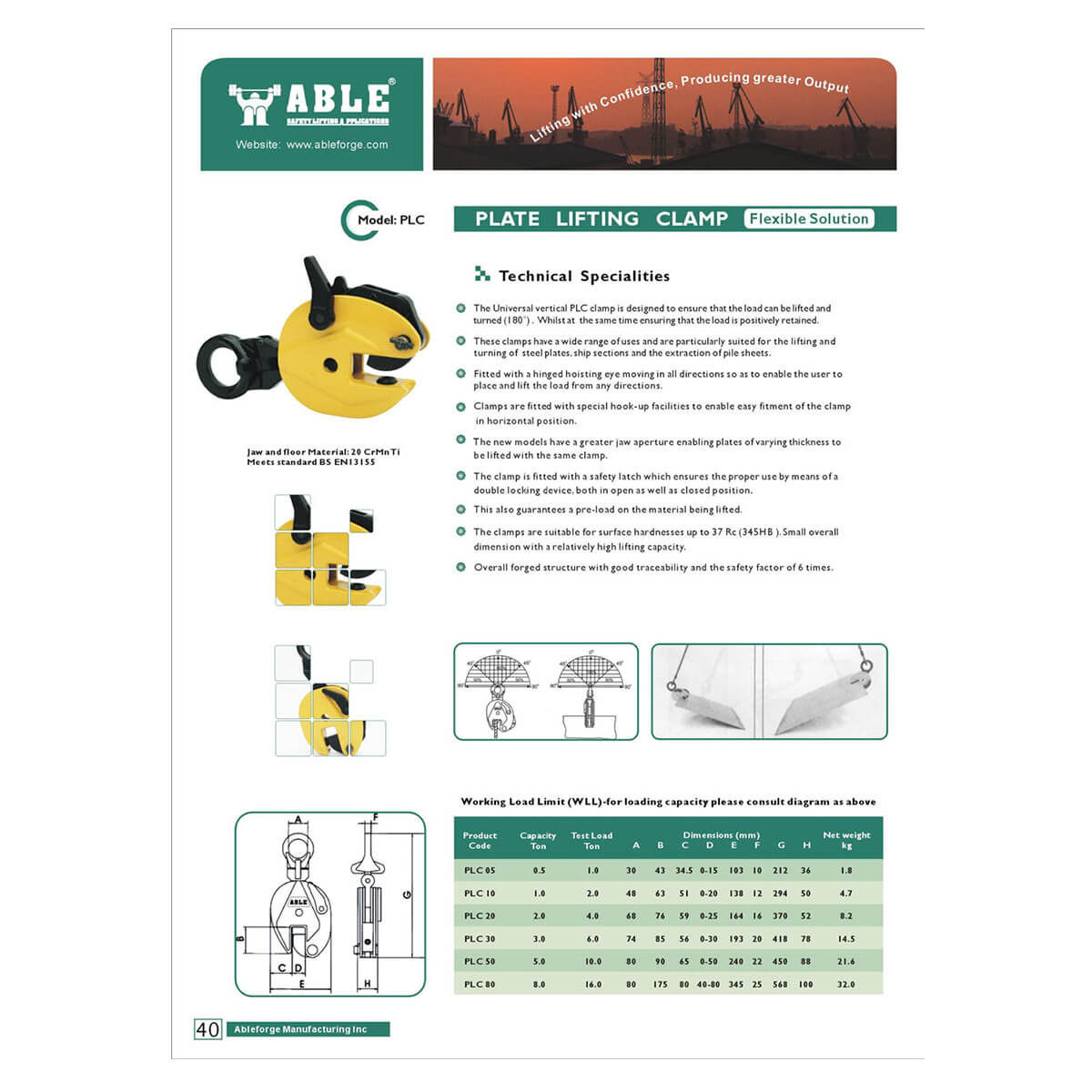 5000kg Plate Lifting Clamp – ABLE PLC50