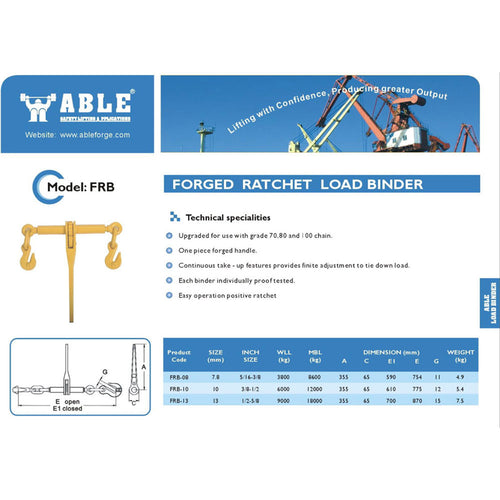 7mm-10mm (5/16in-3/8in) Ratchet Load Binder