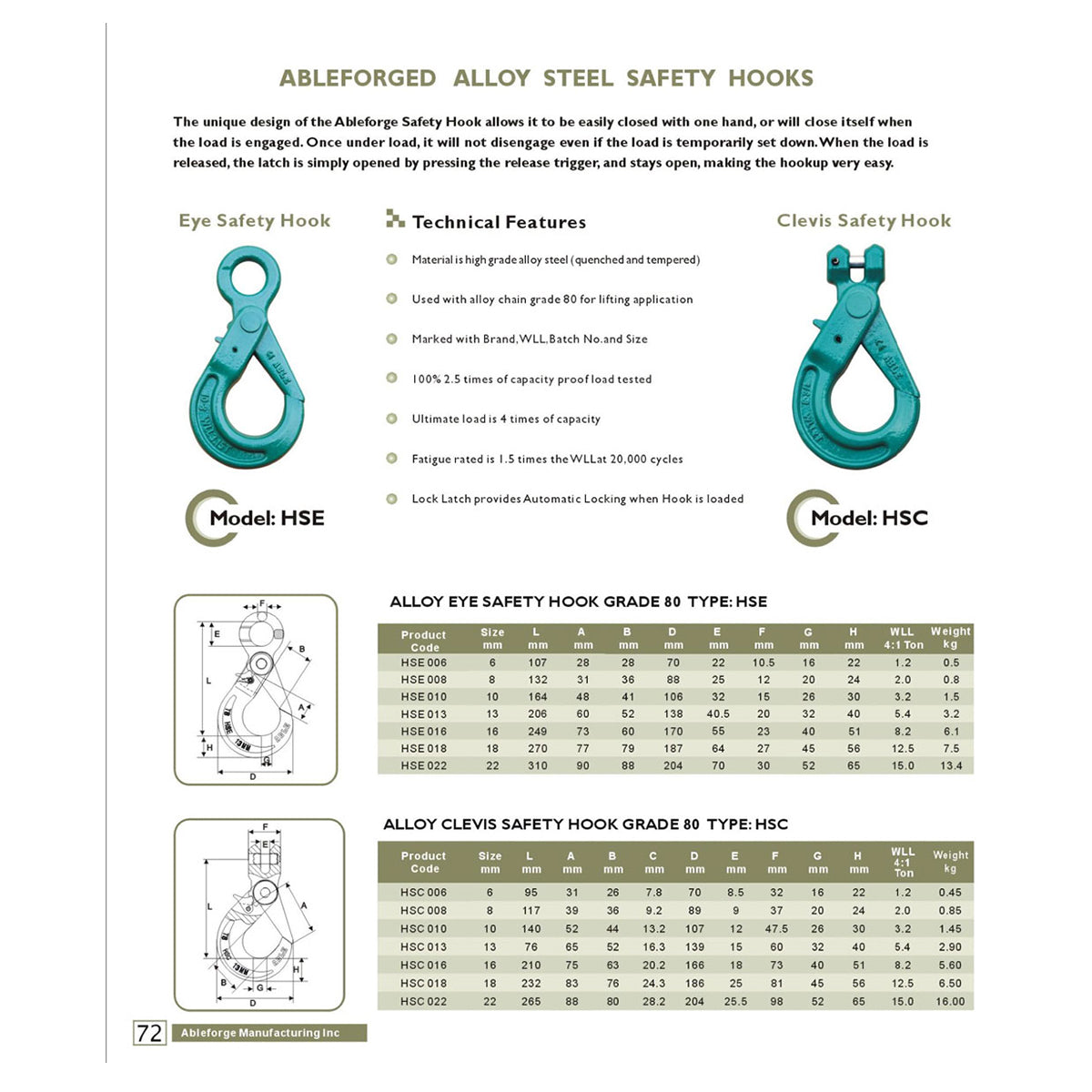 13mm Grade 80 Alloy Steel Eye Self-Locking Safety Hook