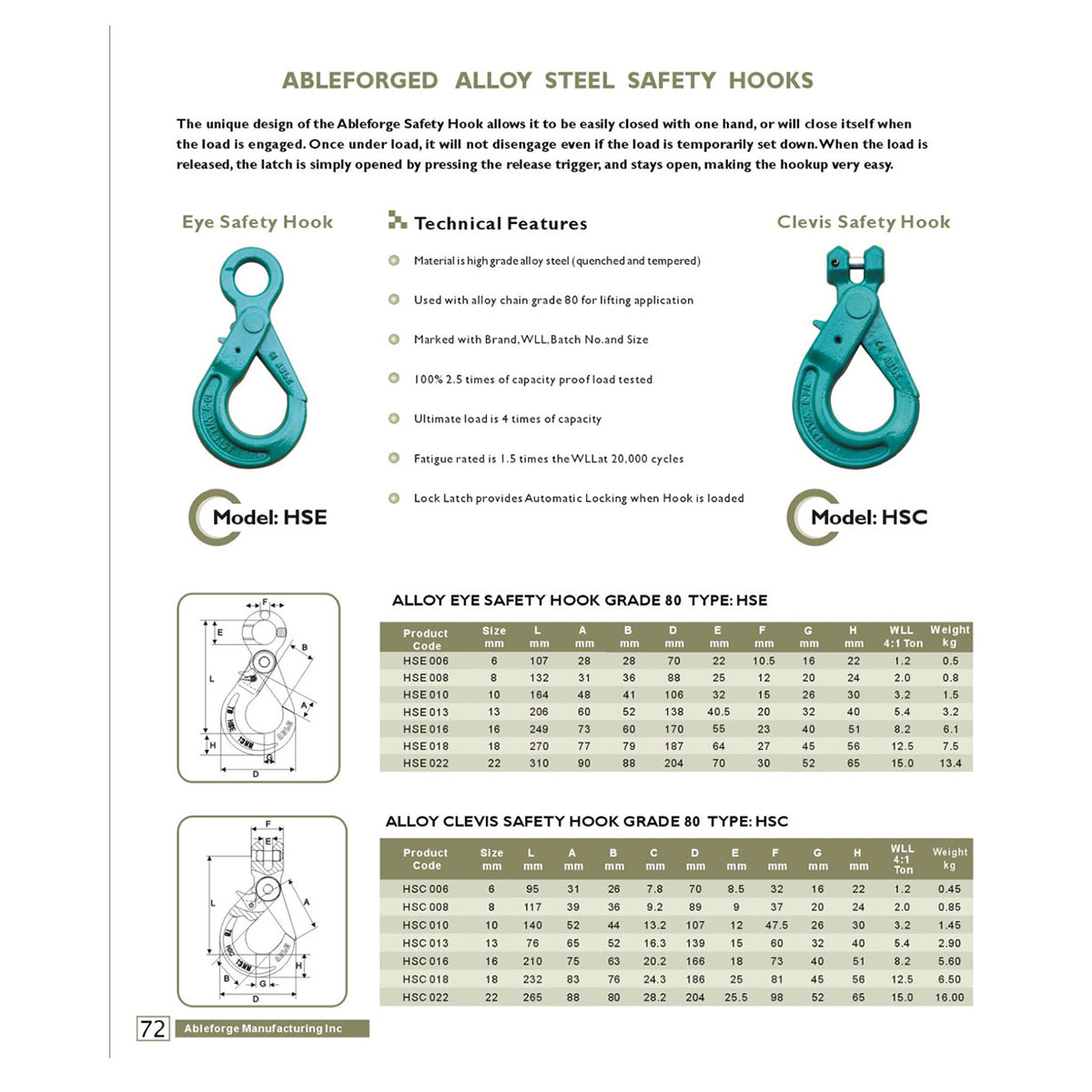 13mm Clevis Self Locking Hook + Grip Latch