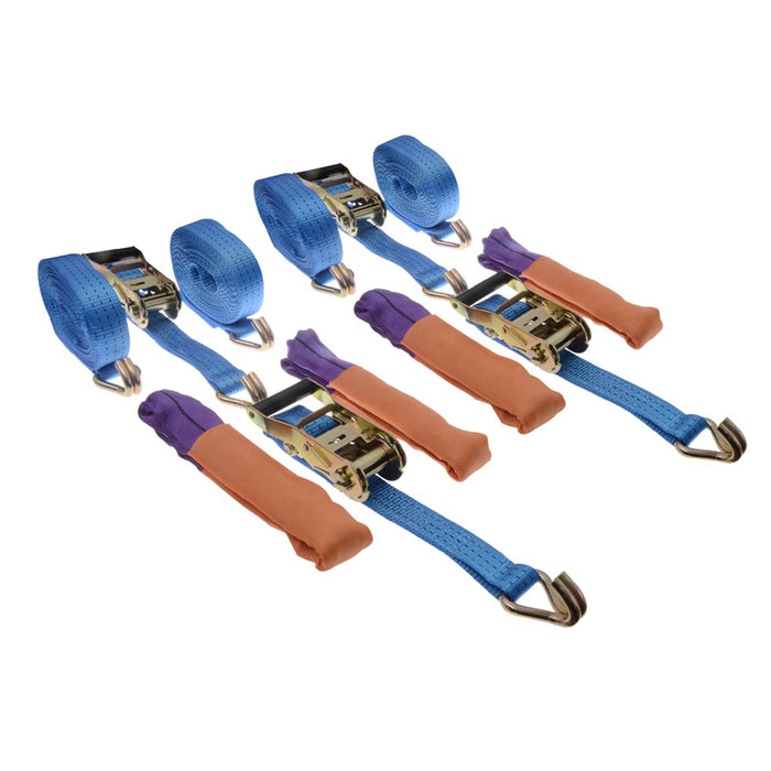 3000kg Vehicle Recovery Set – 38mm Ratchet Straps with Soft Wheel Chokers