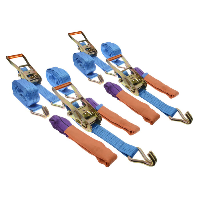 5000kg Vehicle Recovery Set – 50mm Ratchet Straps and Soft Wheel Chokers