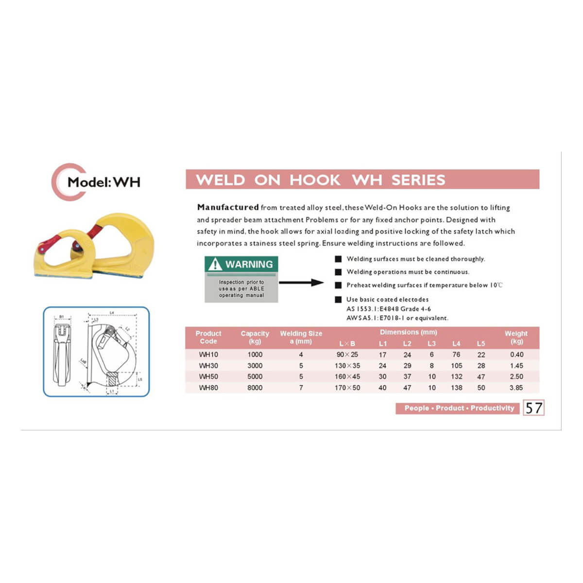 8000kg Weld-On Hook – WH80